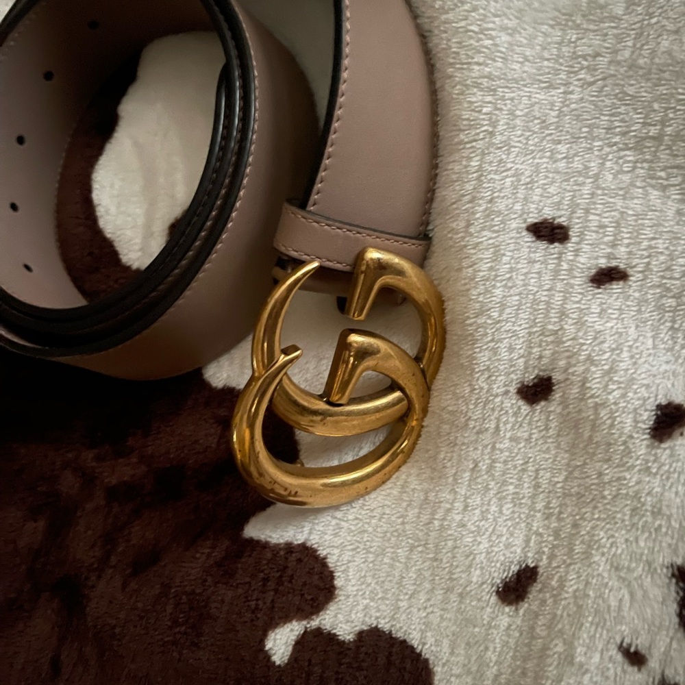 Gucci Tan Belt with Gold Buckle